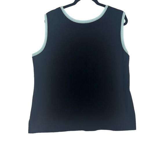 Marie St. Monet Sleeveless Top Black with Aqua Trim Sz 2X - Picture 5 of 6